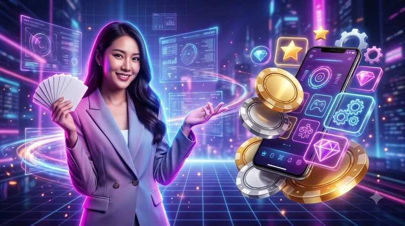 Bàn tay cầm lá bài trên nút rút bài, biểu tượng chiến thuật kéo xì dách