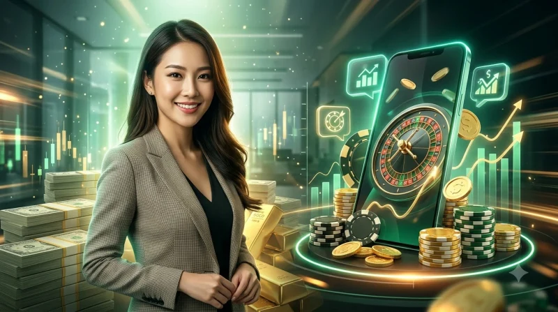 Bánh xe roulette châu Âu cổ điển với quả bóng đang quay