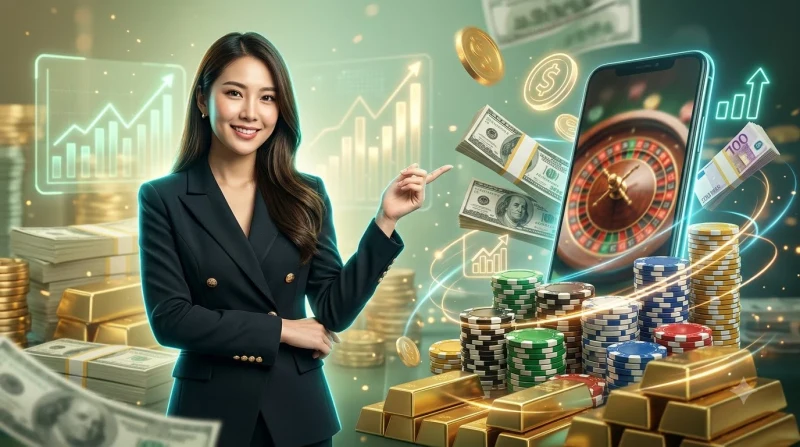 Bánh xe roulette với chip và biểu đồ chiến lược